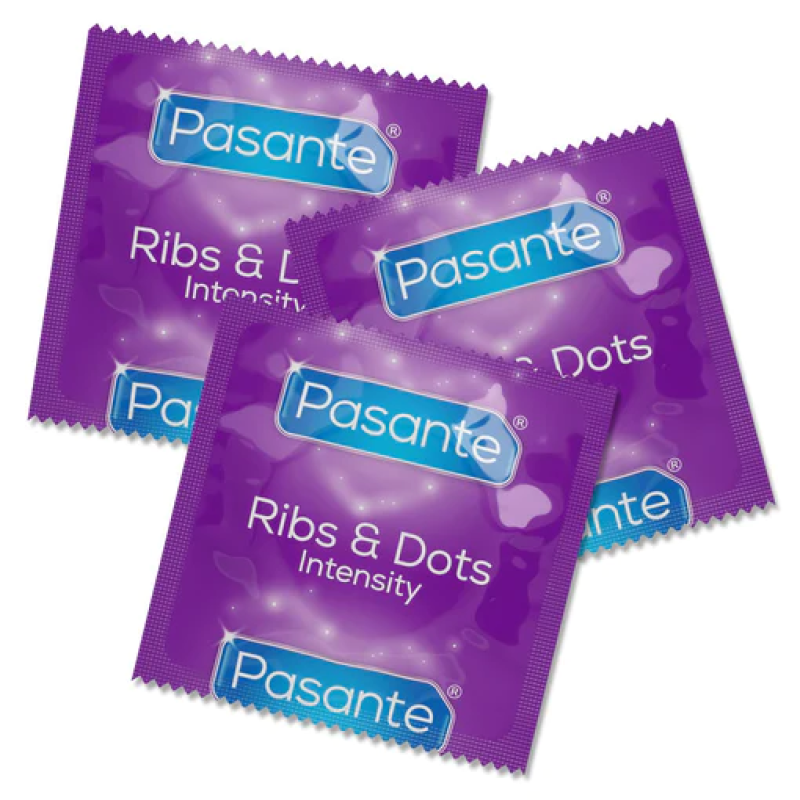 Презервативи Pasante Ribs and Dots - точково-ребристі